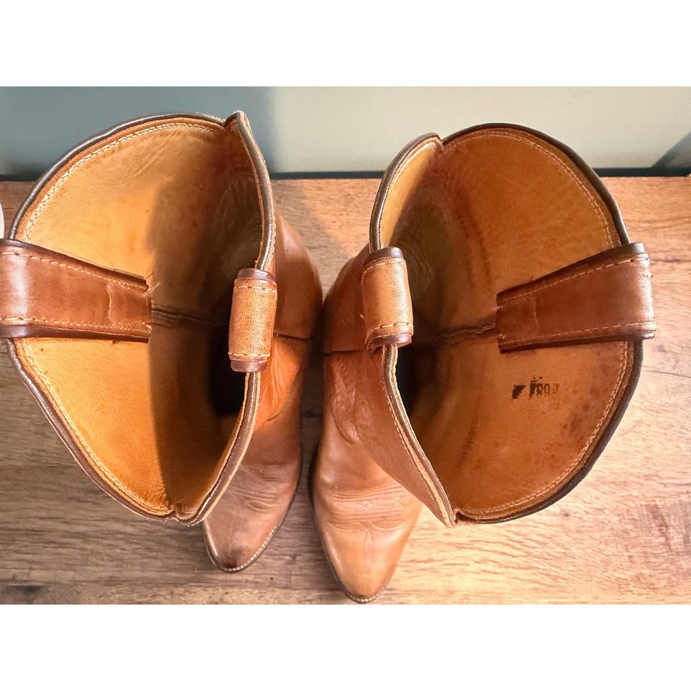 Justin Men's Size 9 EE #1106 Mulehide Tan Leather Cowboy Boots USA Made Vintage - Picture 13 of 15